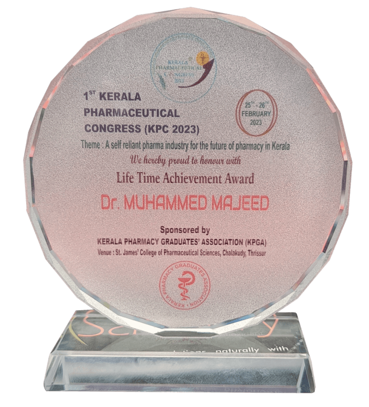  Dr. Muhammed Majeed, Chairman and Founder, Sami-Sabinsa Group has been felicitated with Life Time Achievement Award