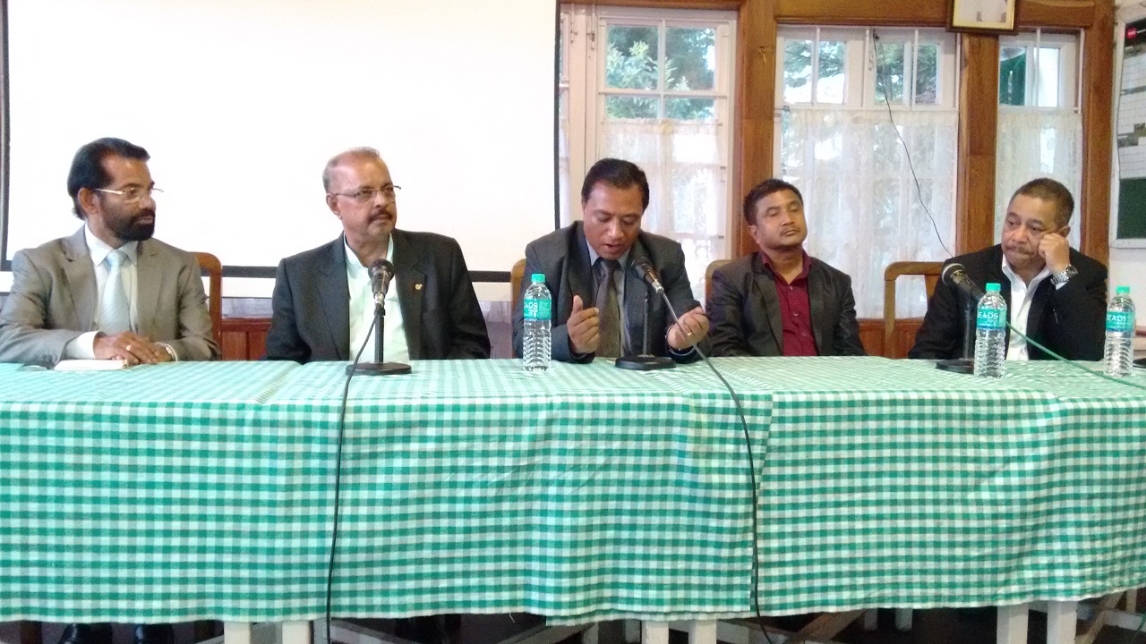 Press conference at Golf club, Shillong. L to R : Mr VG Nair, Dr Muhammed Majeed, Mr AL Hek, Dr R Wankhar, Dr W Kharkrang