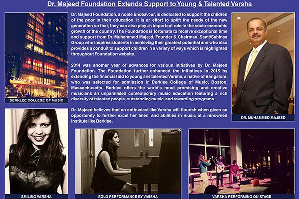 Dr. Majeed Foundation Extends Support to Young & Talented Varsha