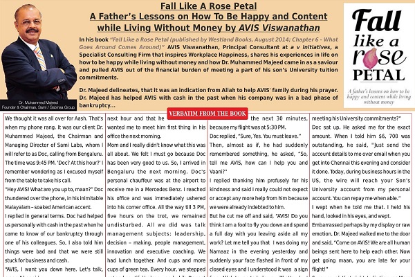 Fall Like a Rose Petal : A Father's Lessons on How to be Happy and Content while living without Money