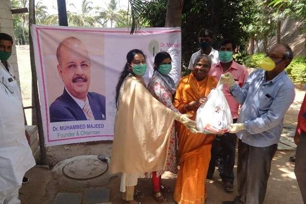 Dr. Majeed Foundation distributed basic food items to the poor and vulnerable communities living in the vicinity of Sami Labs Hyderabad facility