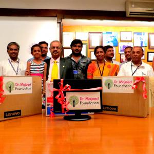 Dr. Majeed Foundation donates computers to assist the educational needs of Government Higher Primary School, Bhavikere, Nelamangala Taluk, Bangalore Rural Dist