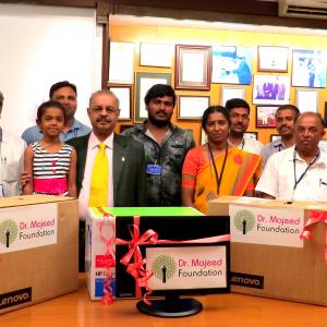 Dr. Majeed Foundation donates computers to assist the educational needs of Government Higher Primary School, Bhavikere, Nelamangala Taluk, Bangalore Rural Dist